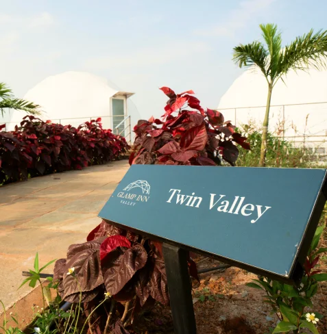Twin Valley sign among red foliage